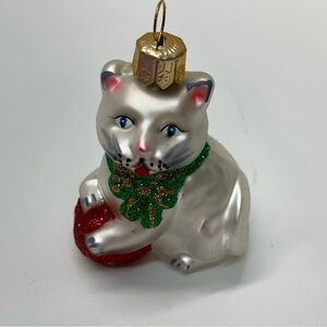 Poland White Kitty Cat Christmas Tree Ornament Cat Lover Collectible Holiday